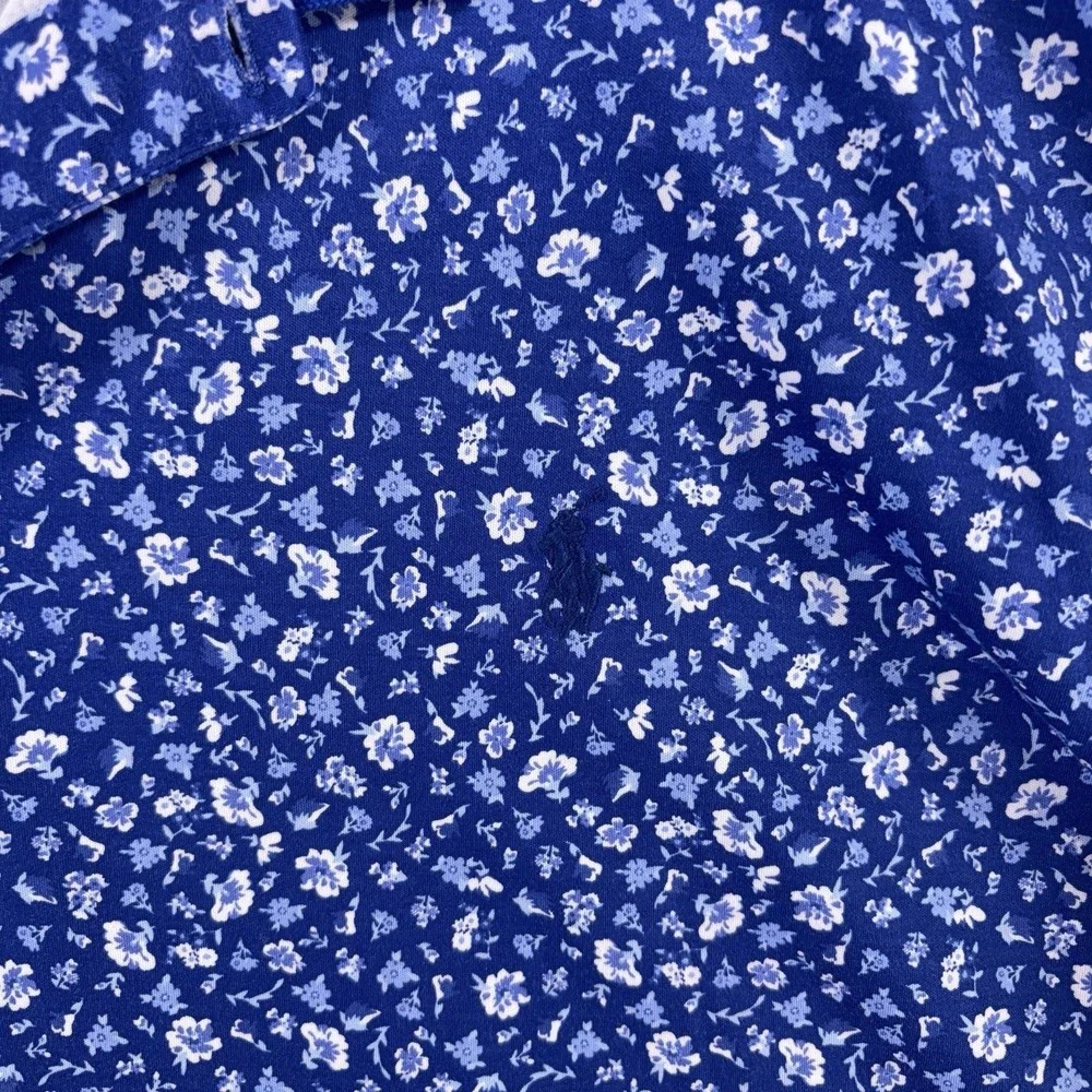 Polo Ralph Lauren Polo Shirt Mens 3XB Blue Floral Print Big Tall Cotton